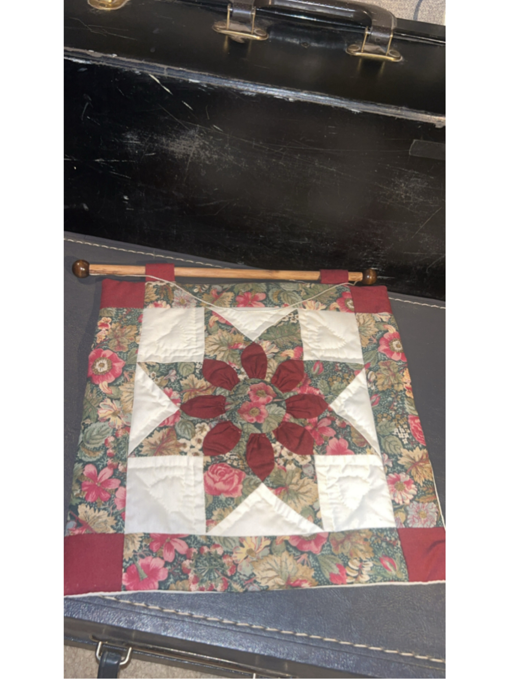 Unbranded Floral Quilted Wall Hanging Art One Size Green Red